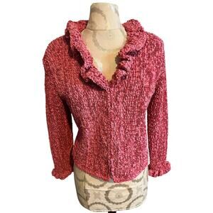 Estelle Gracer Vintage Hand Woven Ruffle Cardigan (No Size Tag - Fits Like Med)